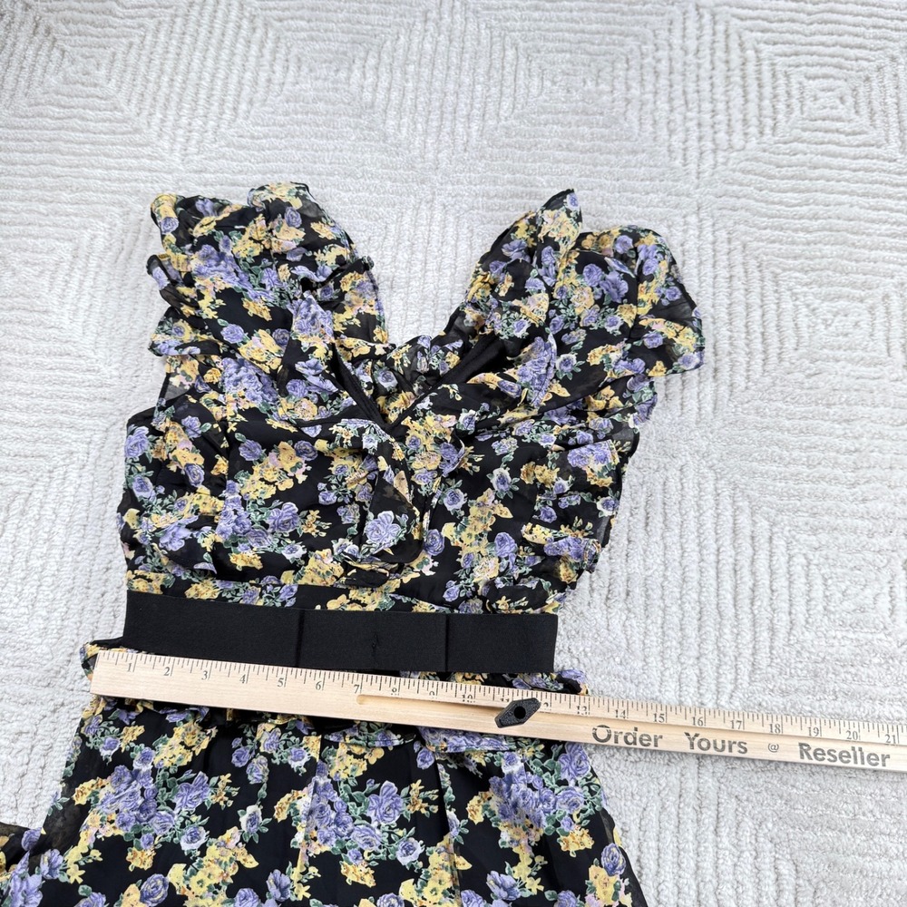 The Vintage Shop Floral Tiered Maxi Dress Women's Small Black Ruffle Boho Party - Picture 7 of 13